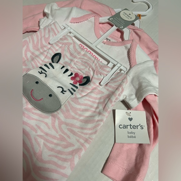 🆕CARTER’S - 12M - NWT - INFANT GIRLS 3PC PINK ZEBRA SET - Picture 3 of 6